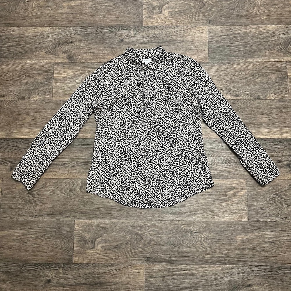 J. Crew Cotton Shirt in Signature Fit Button Down Blouse Leopard Size Medium - Picture 2 of 5